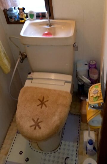 愛知県江南市のトイレ交換工事｜既設便器とタンクの施工前写真