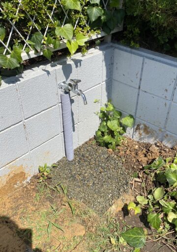 愛知県みよし市の屋外給水管工事|水栓柱撤去と給水管切り廻し後の施工完了写真